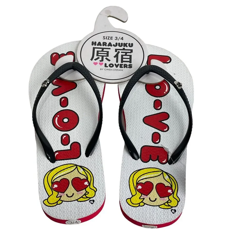 Harajuku Lovers by Gwen Stefani LOVE Flip Flops Size 3/4